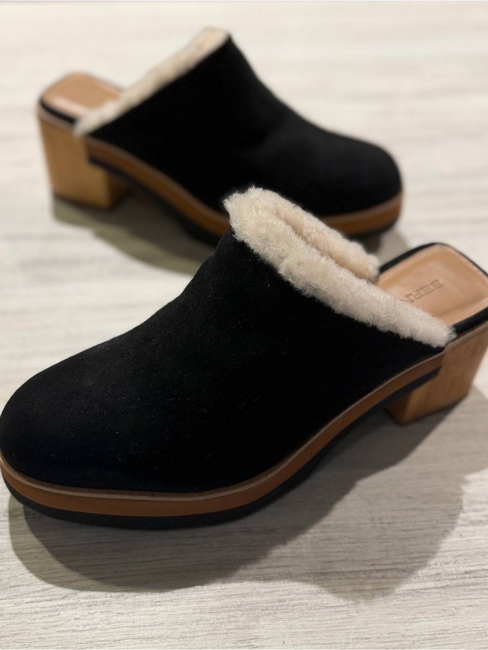 Bernardo Black Split Suede Clogs - Brand New